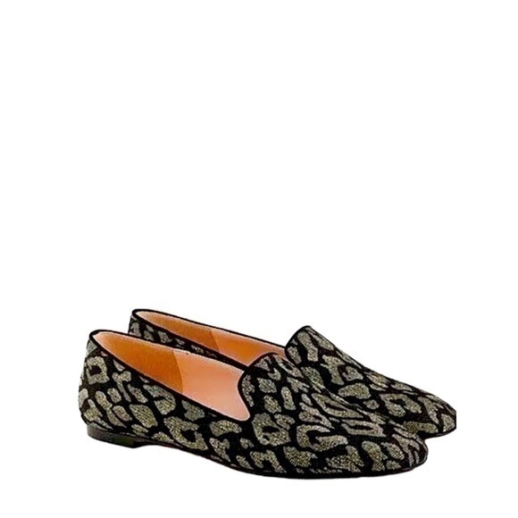 J. Crew Metallic Animal Cheetah‎ Print Smoking Loafers - Picture 1 of 10